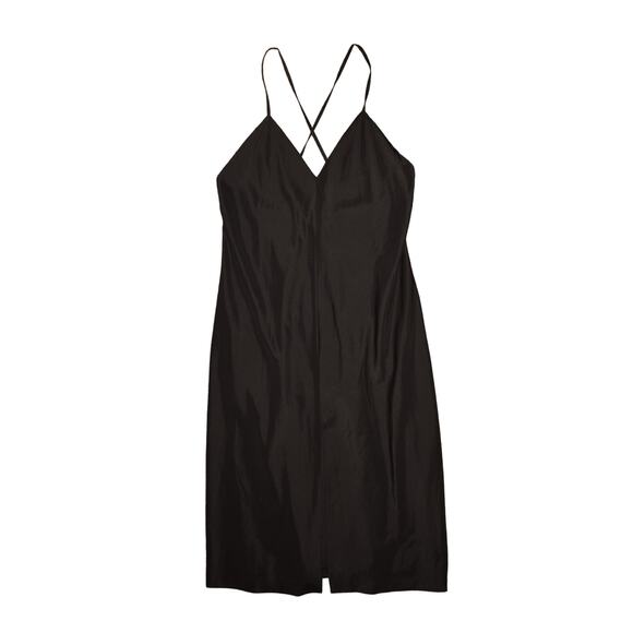 AVEC‎ LES FILLES $159 Black Strappy Midi Slip Dress Crisscross Back Medium - Picture 3 of 5